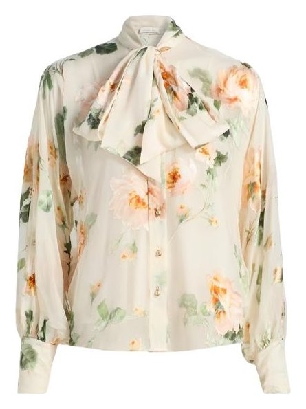 Zimmermann Carousel Burnout Floral Tieneck Blouse